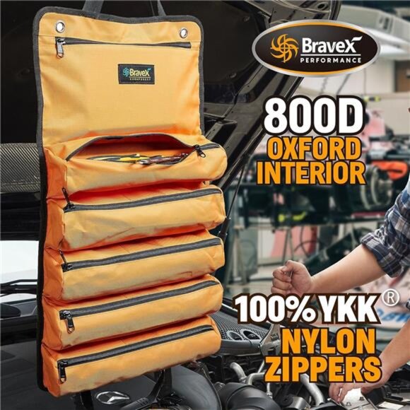 Tool Roll Tool Bag, Ballistic Nylon 1200D Kevlar Stitches YKK Zipper Wear Resist - Picture 4 of 7